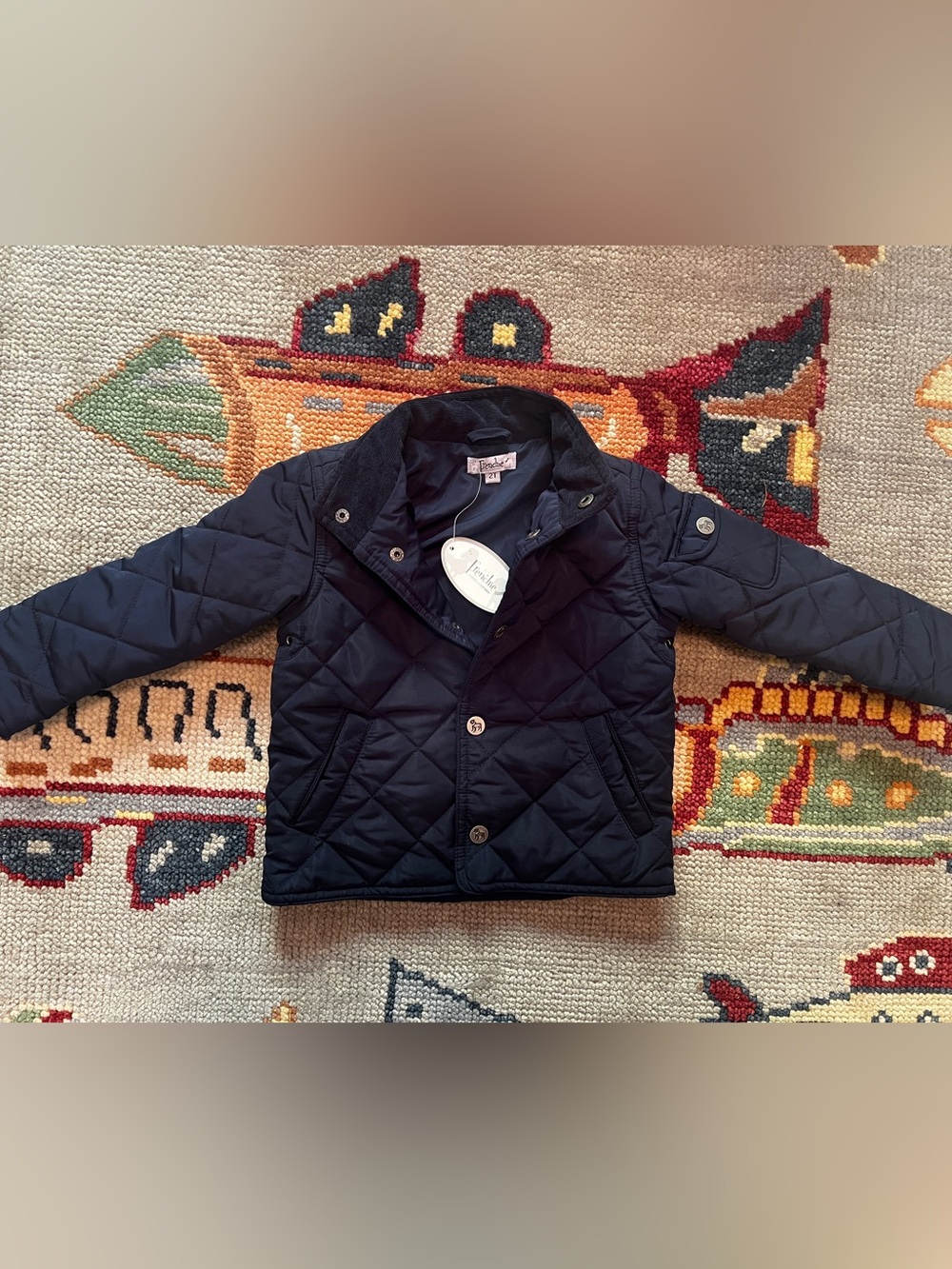 Frenchie Mini Couture Quilted Barbour Jacket - Navy